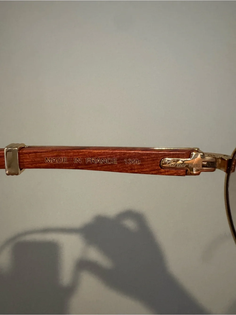 Cartier Gold Round Metal Frame Sunglasses with Brown Temples